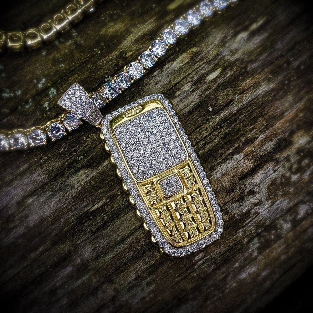 Lab Diamond Throwaway Phone Necklace Set - Picture 2 of 4